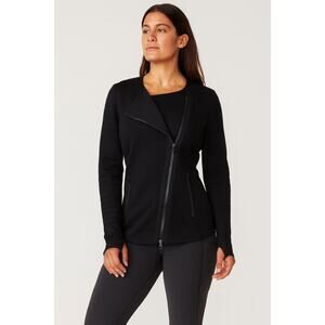 Athleta Black Moto Jacket Women’s Asymmetrical Zip Activewear | Medium